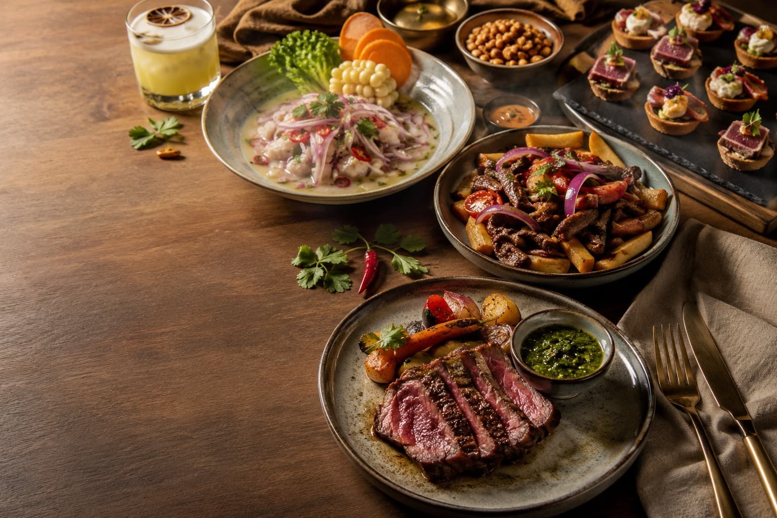 A Peruvian spread of dishes prepared by Chef Pablo